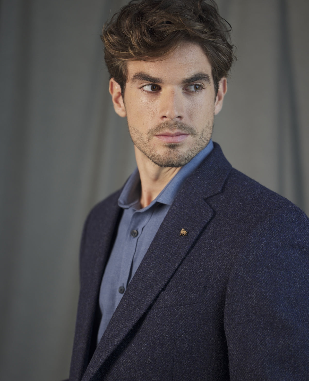 MAGEE Liffey Tweed Blazer - Blue Herringbone