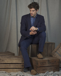 MAGEE Liffey Tweed Blazer - Blue Herringbone