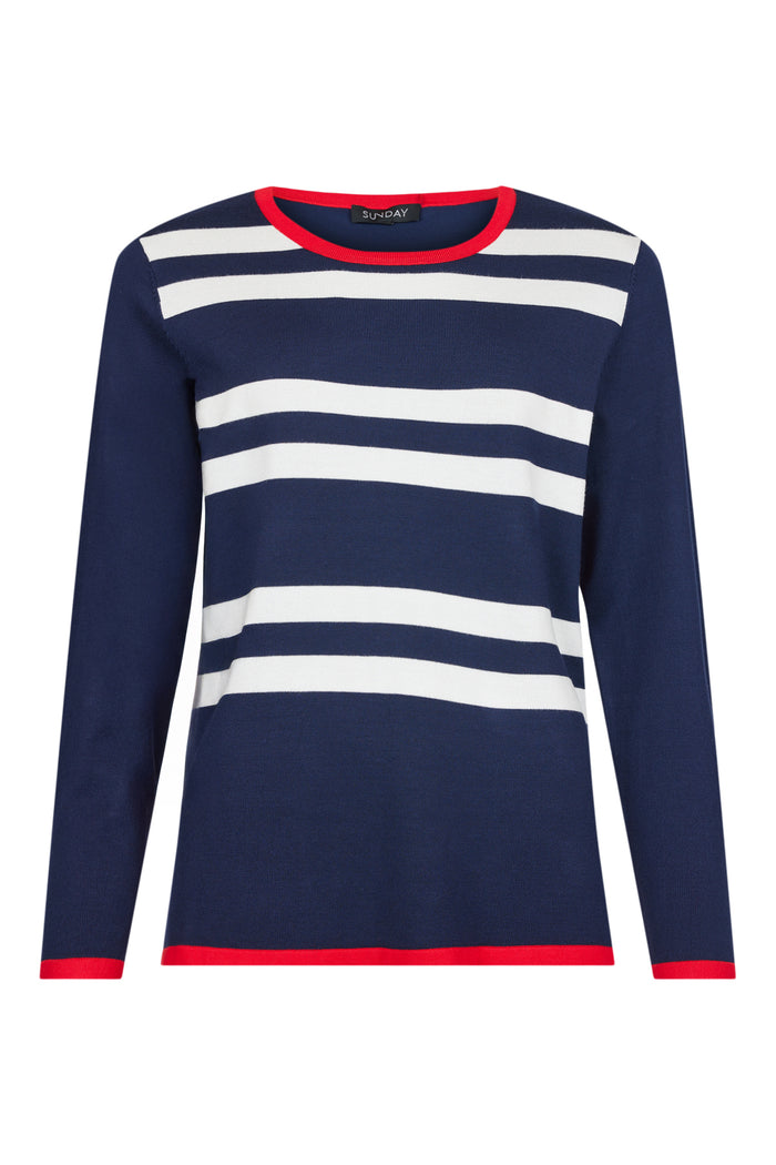 SUNDAY Stripe Jumper - Navy