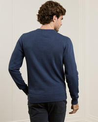 MAGEE Carn Cotton Crew Neck Jumper - Navy