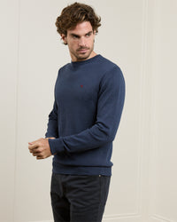 MAGEE Carn Cotton Crew Neck Jumper - Navy