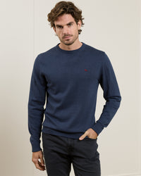MAGEE Carn Cotton Crew Neck Jumper - Navy