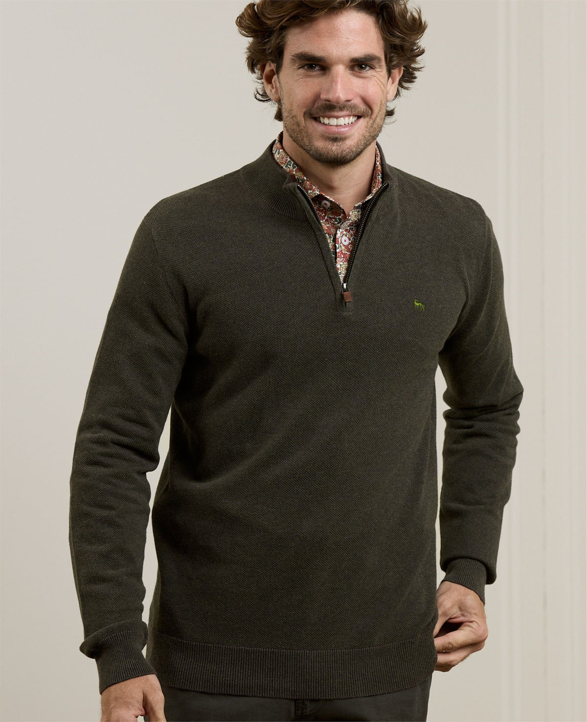 MAGEE Charlie Micro 1/4 Zip Jumper - Green