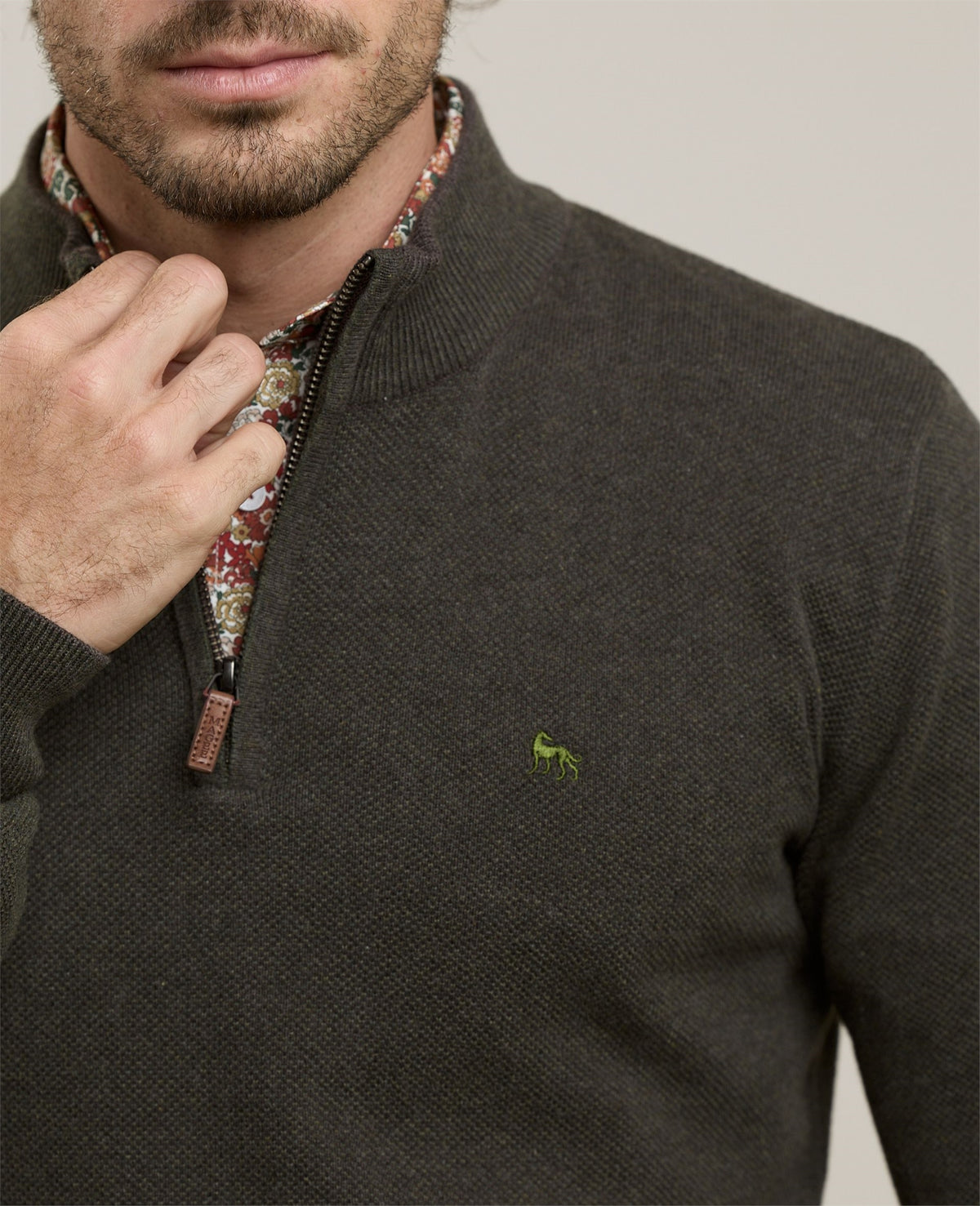 MAGEE Charlie Micro 1/4 Zip Jumper - Green