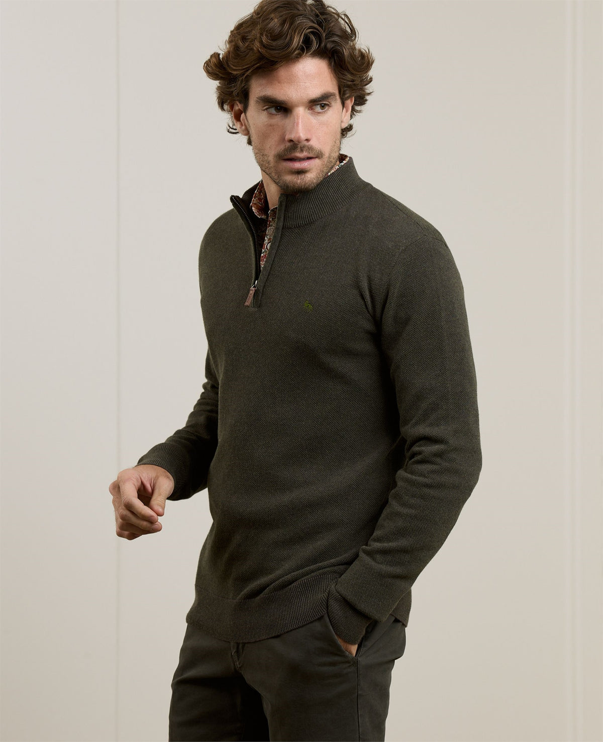 MAGEE Charlie Micro 1/4 Zip Jumper - Green