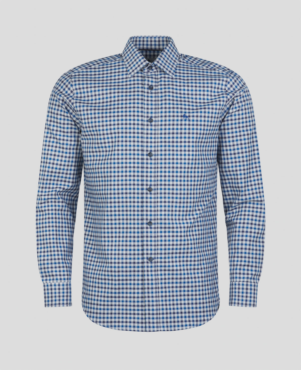 MAGEE Tullagh Cotton Shirt - Blue Herringbone