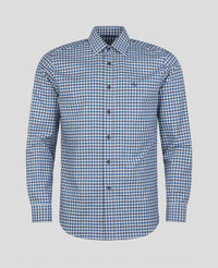 MAGEE Tullagh Cotton Shirt - Blue Herringbone