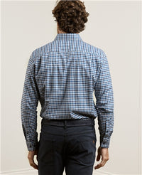 MAGEE Tullagh Cotton Shirt - Blue Herringbone