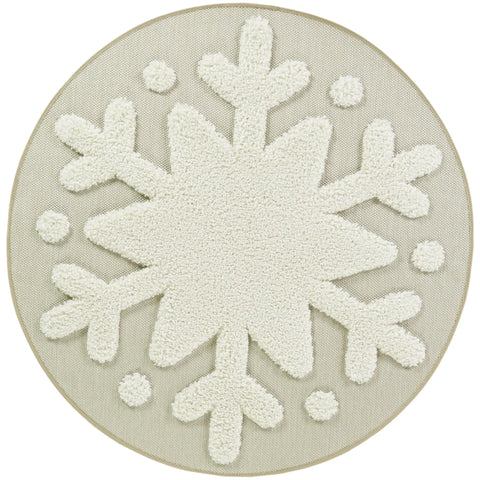 Round Snowflake Holiday Area Rug