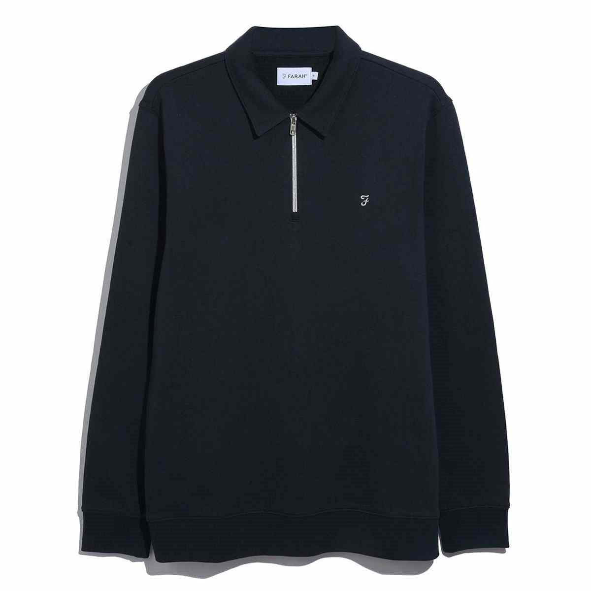 FARAH Classic Jude 1/4 Zip Polo - Navy