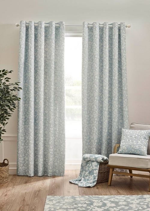 CATHERINE LANSFIELD Brooke Floral Curtains - Duck Egg