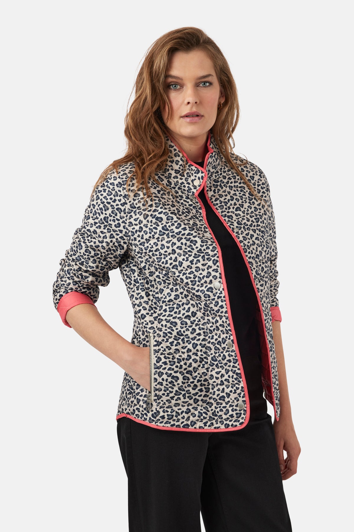 FRANDSEN Reversible Leopard Jacket - Coral