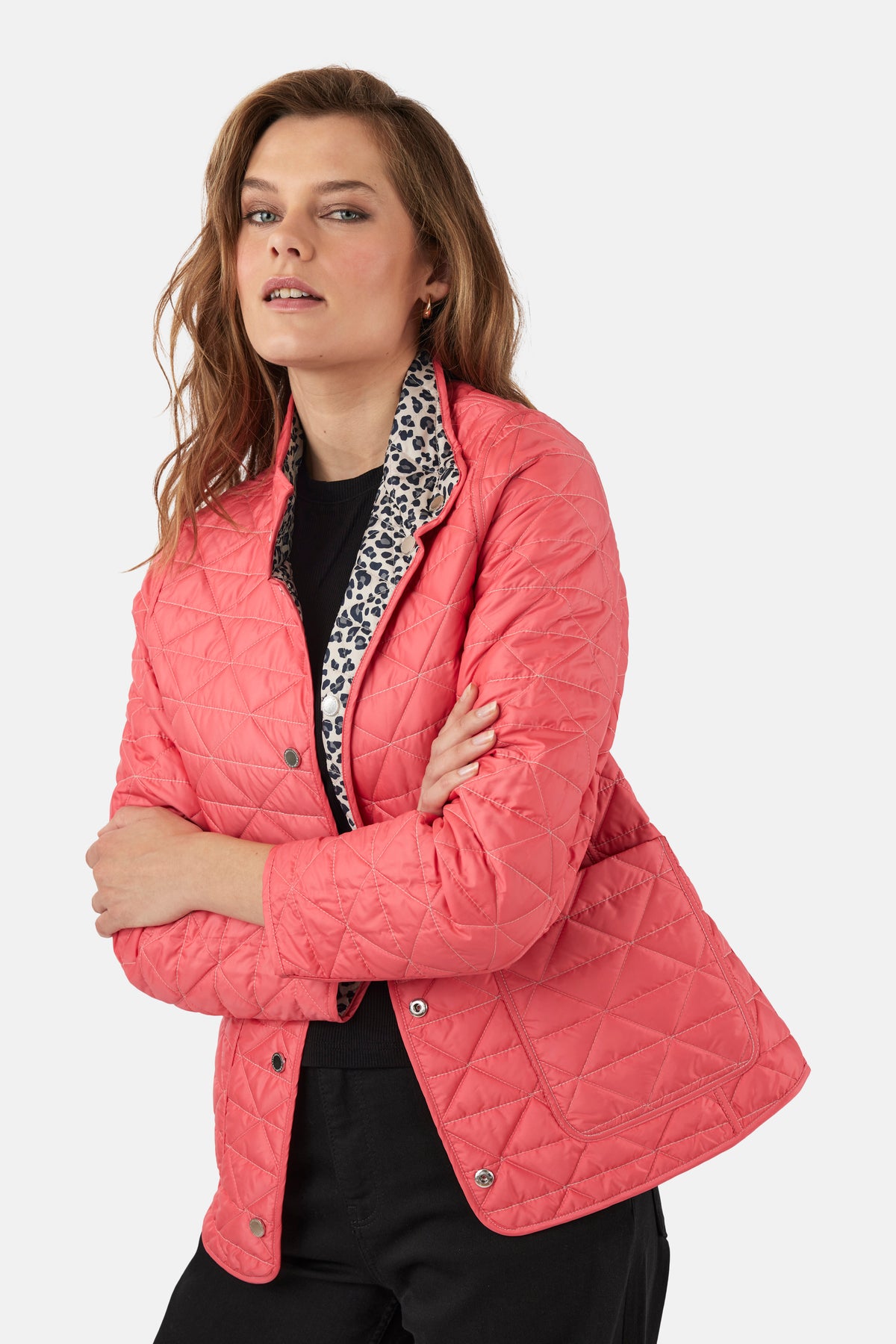 FRANDSEN Reversible Leopard Jacket - Coral