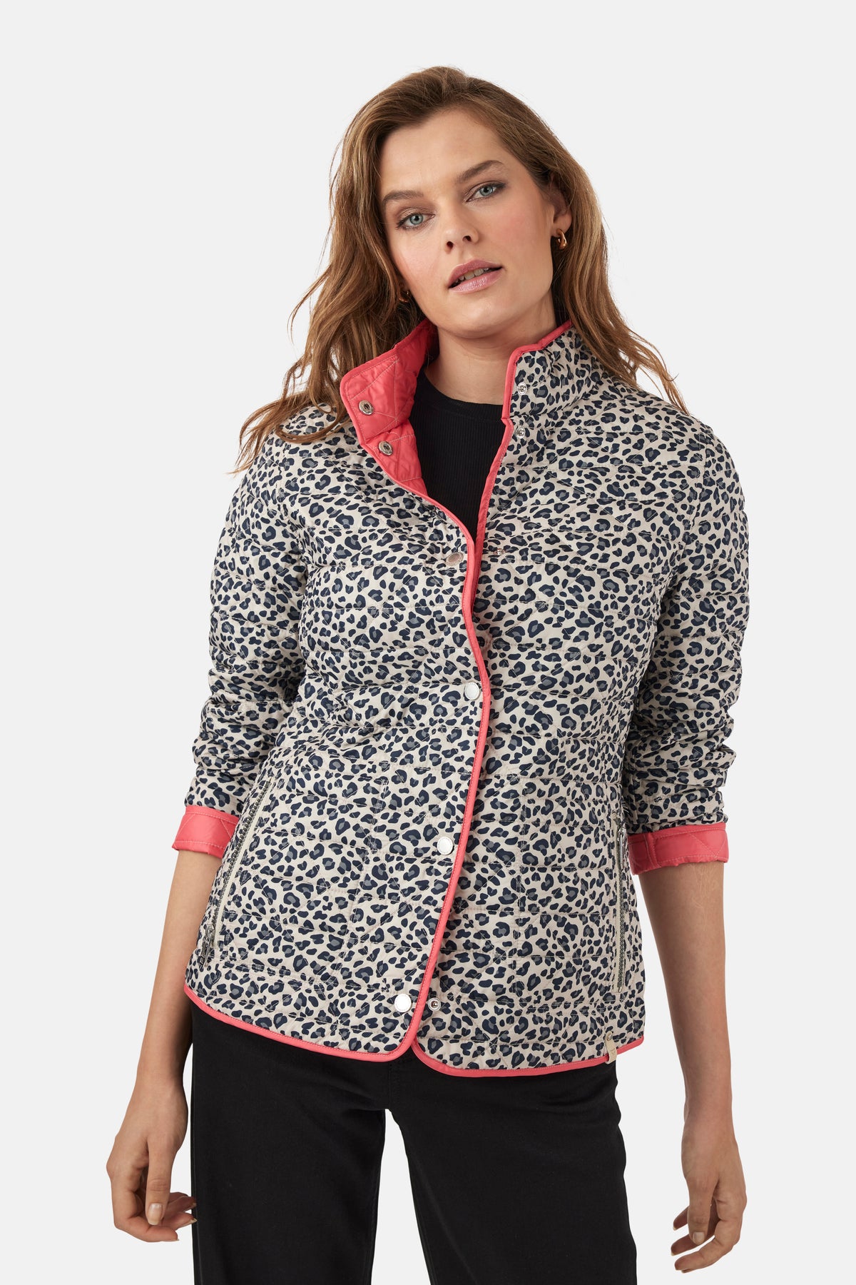 FRANDSEN Reversible Leopard Jacket - Coral