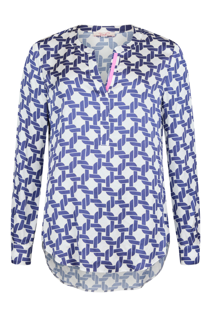ROBELL R.O.B Long Sleeve Print Top - Navy Print