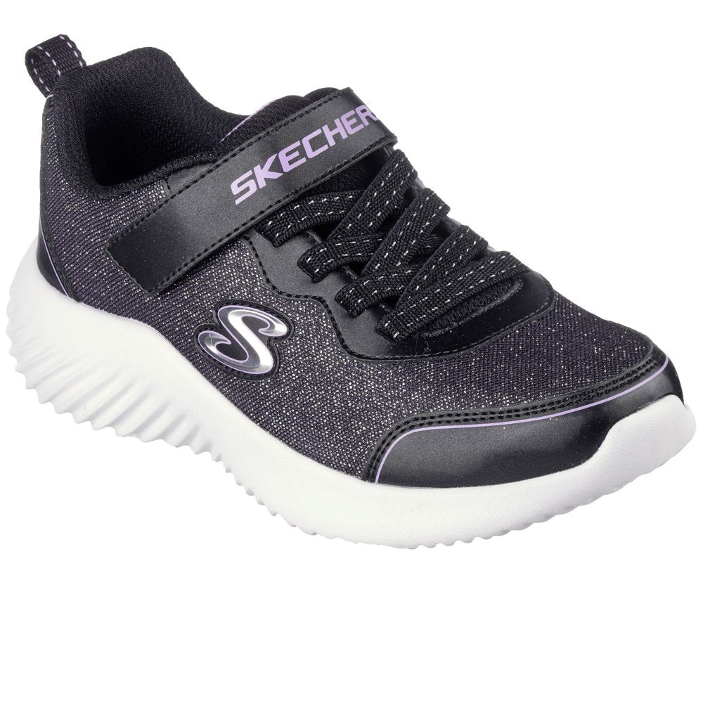 SKECHERS Bounder Girly Groove Glitter Trainers - Black | 303528L