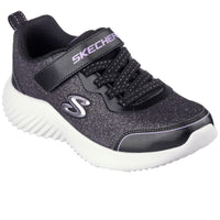SKECHERS Bounder Girly Groove Glitter Trainers - Black | 303528L