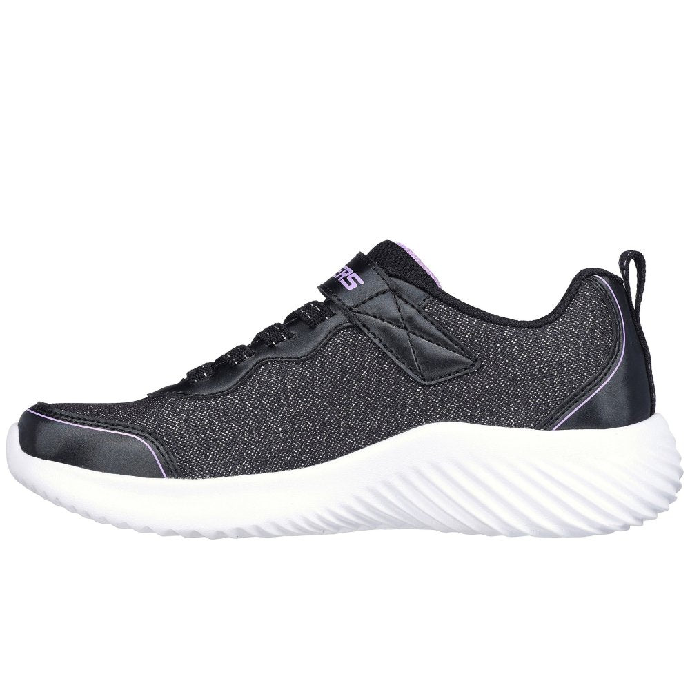SKECHERS Bounder Girly Groove Glitter Trainers - Black | 303528L