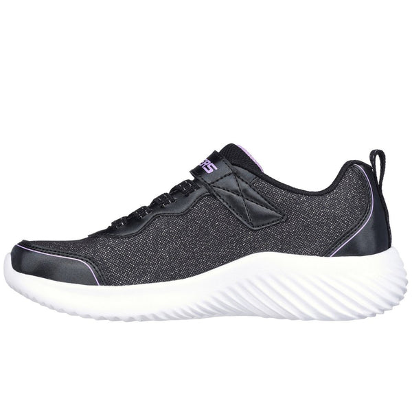 SKECHERS Bounder Girly Groove Glitter Trainers - Black | 303528L