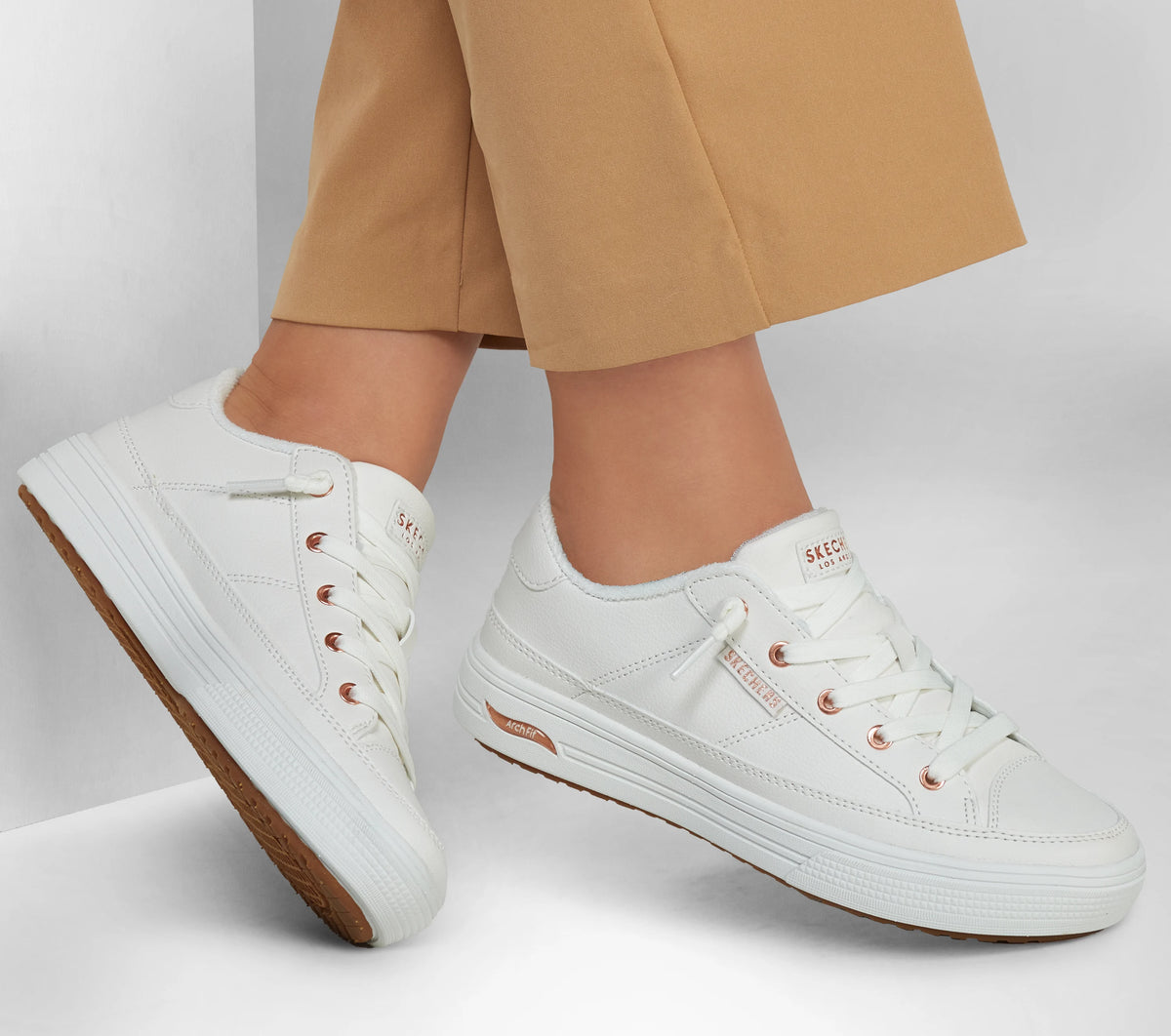 SKECHERS Women's Arch Fit Arcade - On My Way Shoes - White