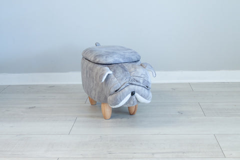 STRAITS : Grey Boll Dog Storage Footstool 58x30x35cm