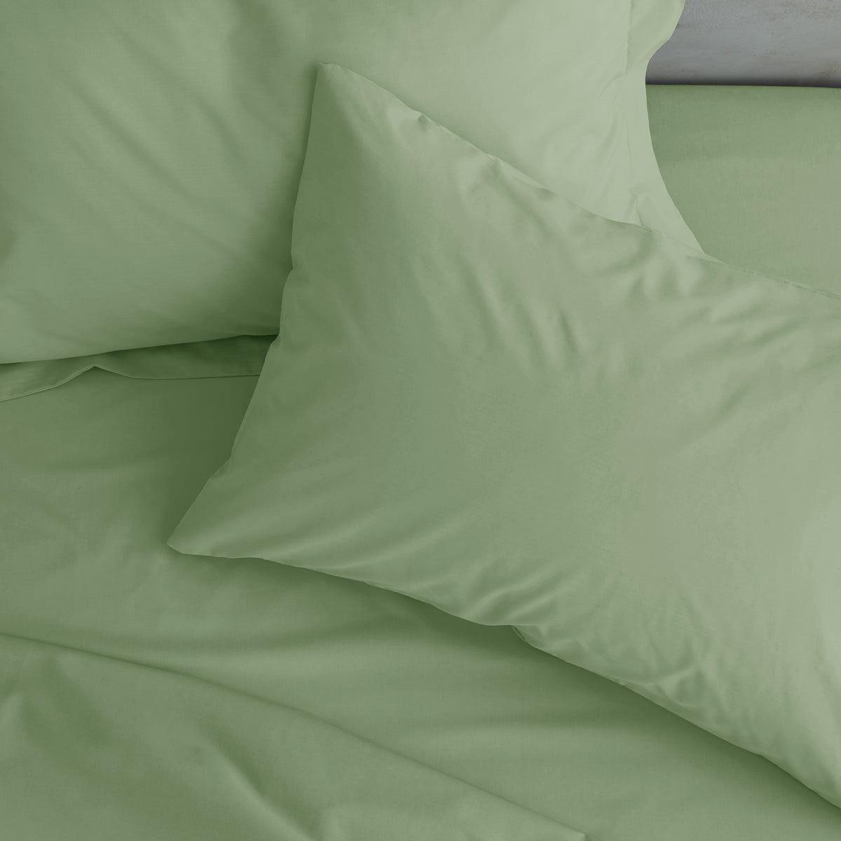 CATHERINE LANSFIELD Housewife Easy Iron Percale Standard Pillowcase Pair - Sage