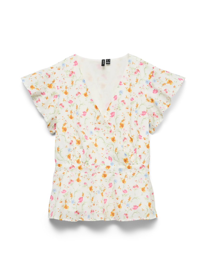 VERO MODA Siv Ruffle Sleeve Top - Print