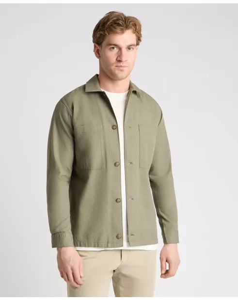 REMUS UOMO Regular Fit Cotton Shacket - Olive