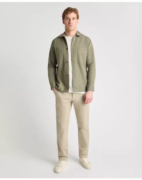 REMUS UOMO Regular Fit Cotton Shacket - Olive