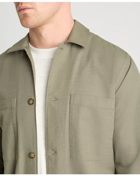 REMUS UOMO Regular Fit Cotton Shacket - Olive