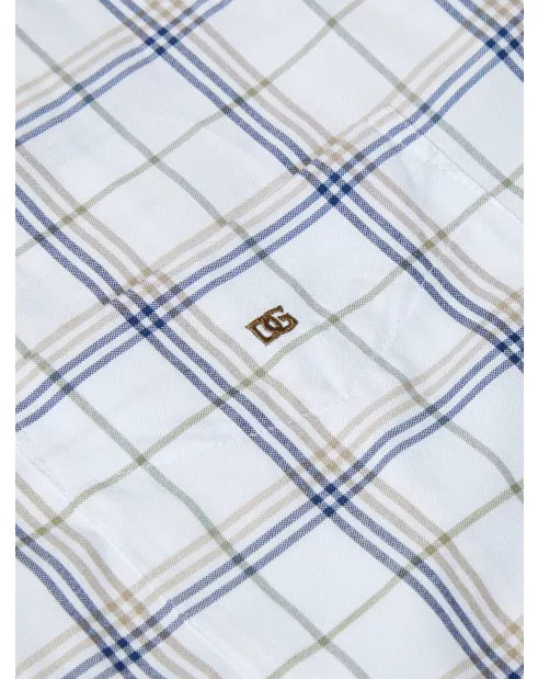 DG'S DRIFTER Casual Short Sleeve Shirt - Sand and White