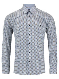 DG'S DRIFTER Casual Long Sleeve Shirt - Blue/White