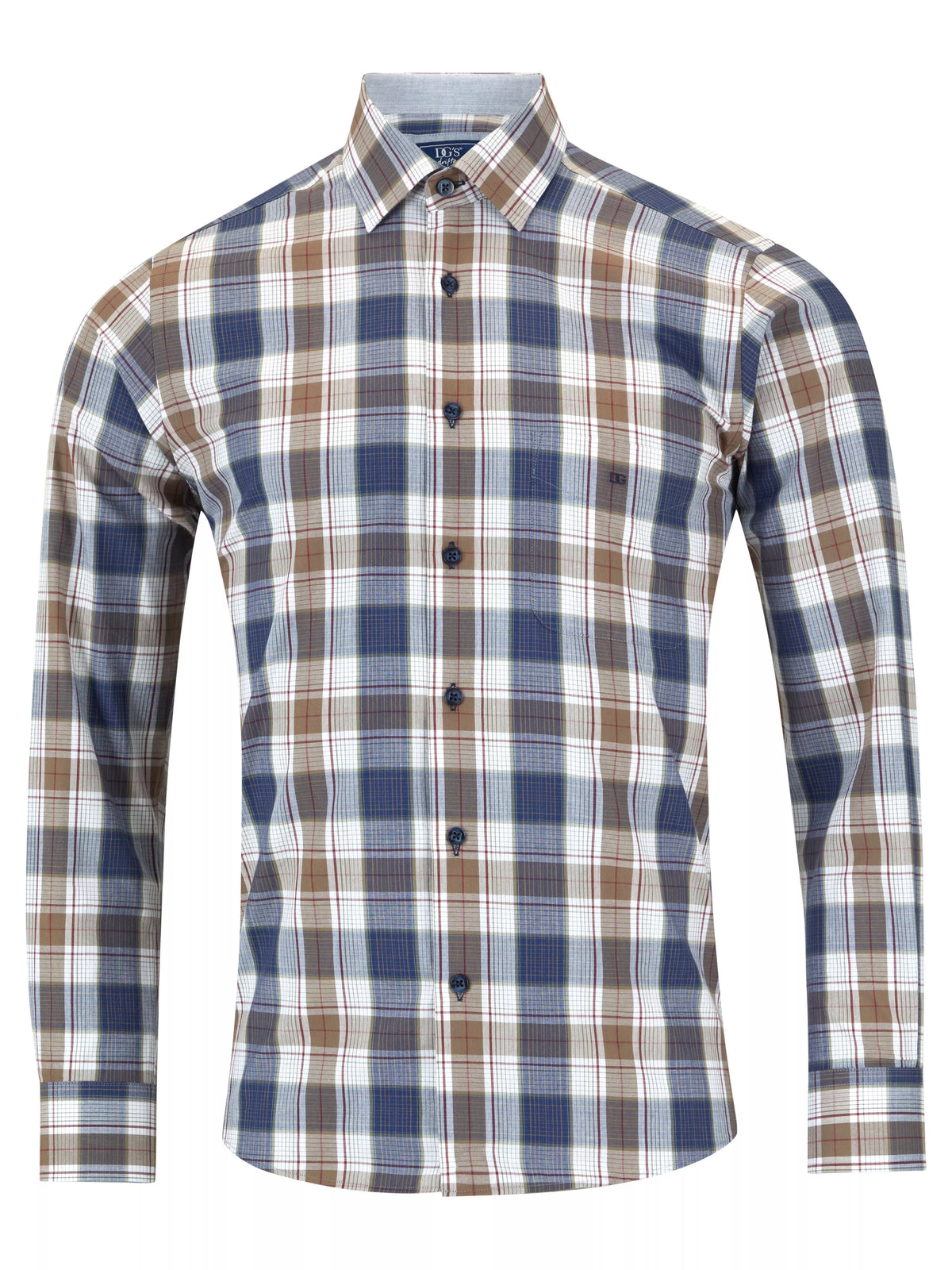 DG'S DRIFTER Casual Long Sleeve Shirt - Beige/Blue