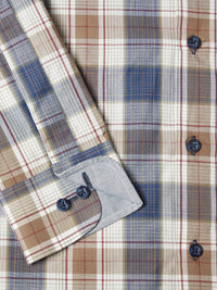 DG'S DRIFTER Casual Long Sleeve Shirt - Beige/Blue