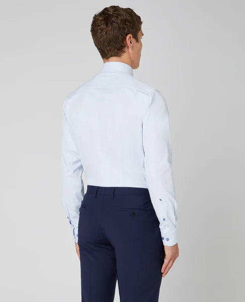 REMUS UOMO Tapered Fit Cotton Stretch Shirt - Light Blue
