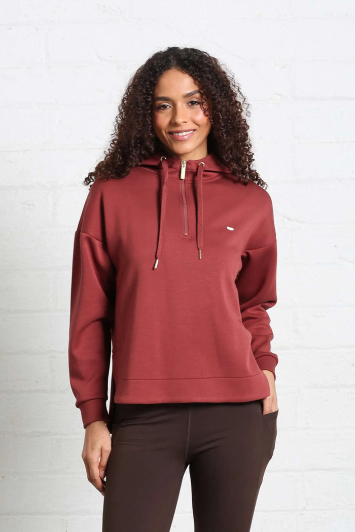 RELAX & RENEW Rumi Half Zip Hoodie - Rust