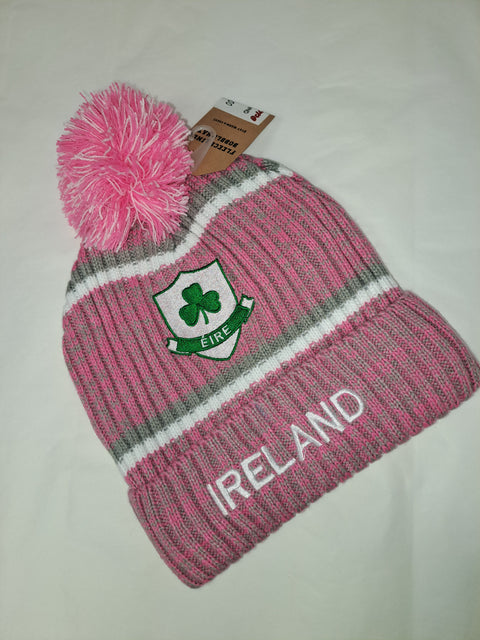 Ireland Fleece Lined Bobble Hat - Pink