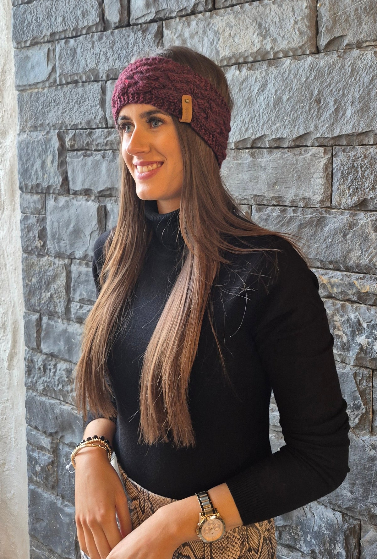 TAOIDE Handknit Headband - Burgundy