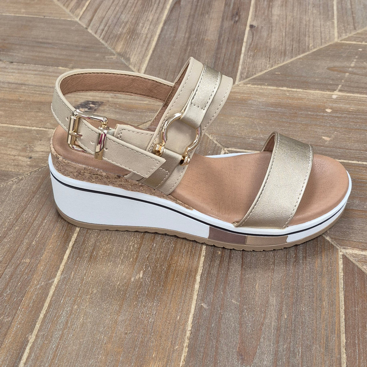 REDZ Double Strap Wedge Sandal - Gold