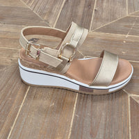 REDZ Double Strap Wedge Sandal - Gold