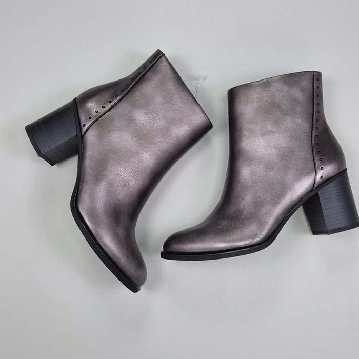 MARCO TOZZI Block Heel Ankle Boots - Pewter