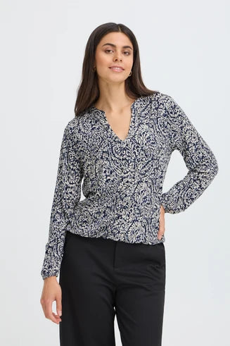 FRANSA Amy Blouse - Navy Print