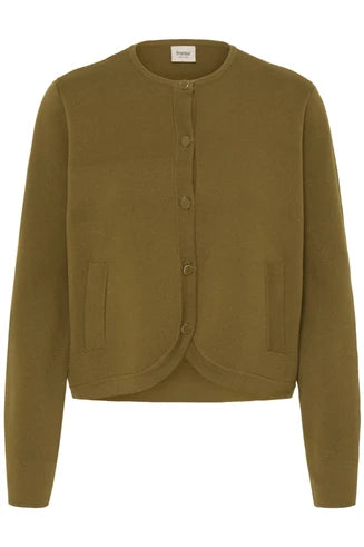 FRANSA Ita Button Up Cardigan - Olive Green