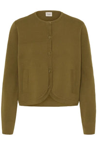 FRANSA Ita Button Up Cardigan - Olive Green