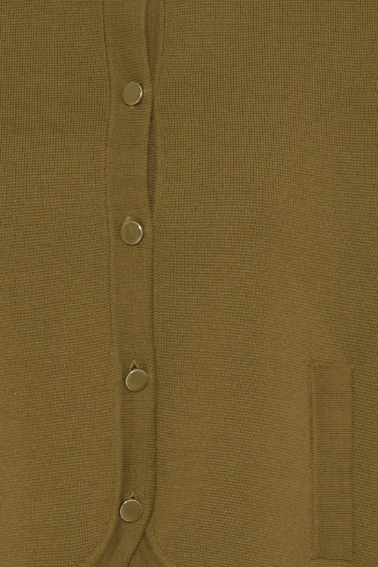 FRANSA Ita Button Up Cardigan - Olive Green