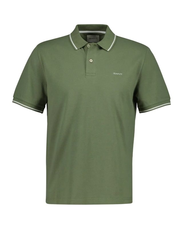 GANT Tipping Pique Polo - Herb Green