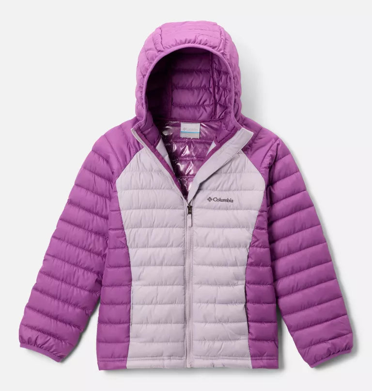 COLUMBIA Girl's Powder Lite II Hooded Insulated Jacket - Purple