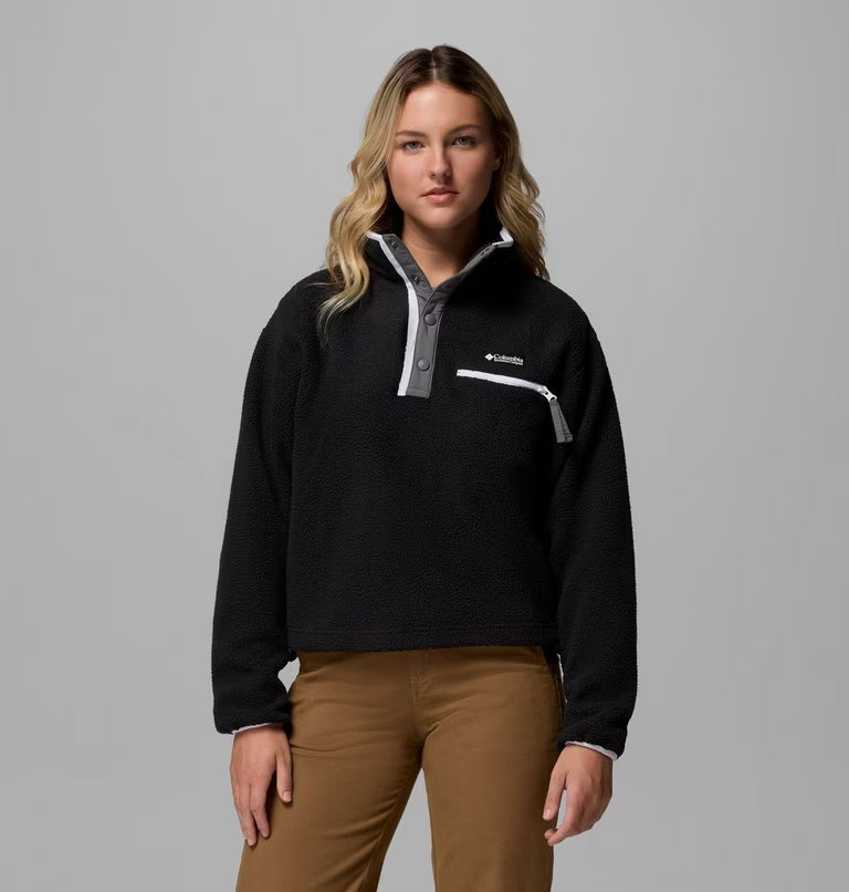 COLUMBIA Women's Helvetia™ II Cropped Sherpa Half Snap Fleece - Black