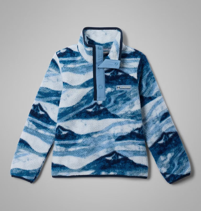 COLUMBIA Youth Helvetia II Sherpa Printed Half Snap Fleece - Blue