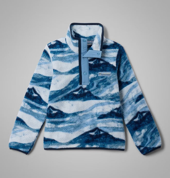 COLUMBIA Youth Helvetia II Sherpa Printed Half Snap Fleece - Blue